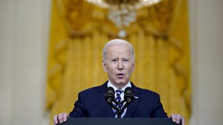 U.S. President Joe Biden speaks on the Russian invasion of Ukraine in the East Room of the White House