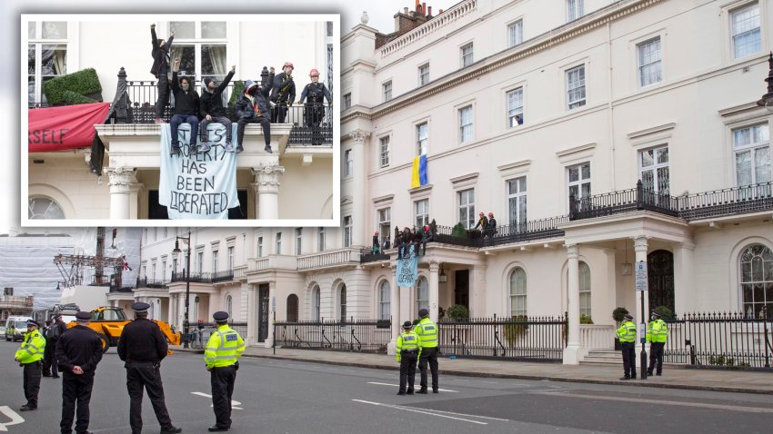 Así invaden la lujosa mansión de supuesto millonario ruso en Londres