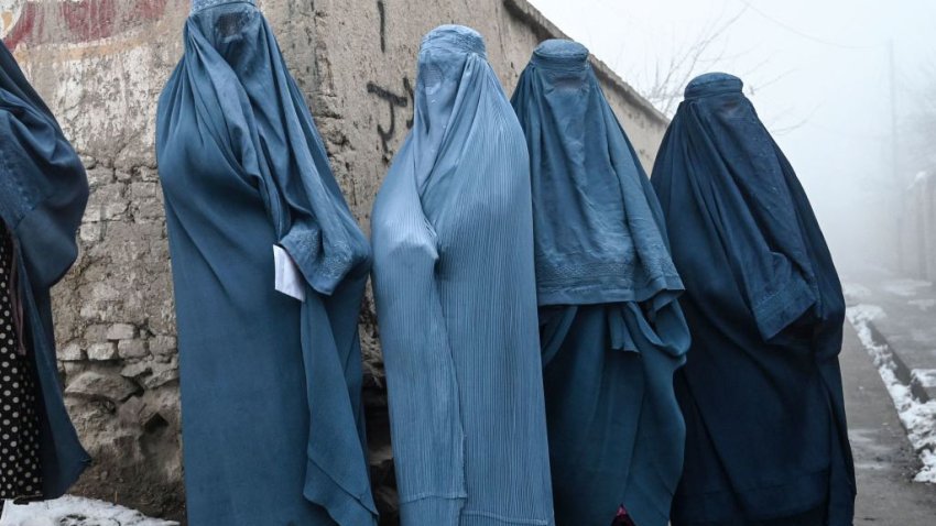 File. Women wearing a burqa