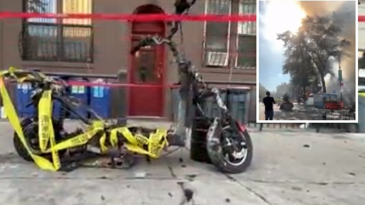 Skateboard explodes in flames, injured woman – NBC New York