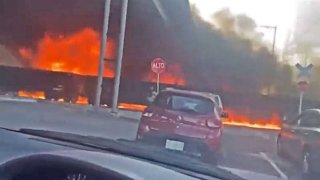 incendio en vía de tren en México