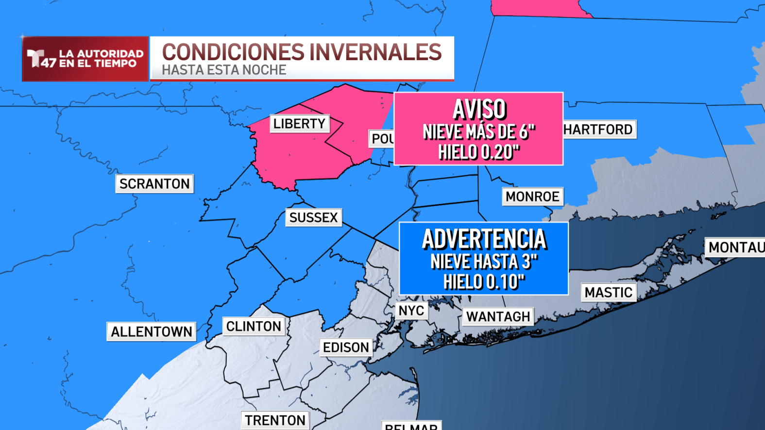 ¿Cuándo nevará en Nueva York y Nueva Jersey? Telemundo New York (47)
