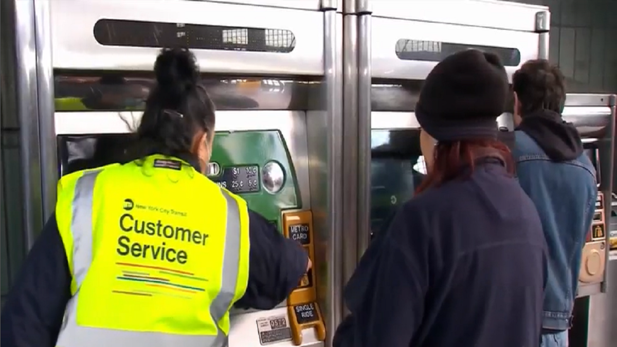 MTA agents begin providing assistance to train passengers outside the cabins