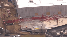Crane damaged at Westchester County amazon warehouse site.