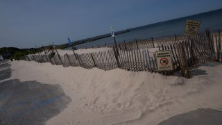 Empty Long Island beach in Hampton Bays.