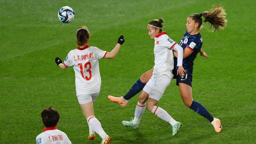 DUNEDIN, NEW ZEALAND – AUGUST 01: Lieke Martens of Netherlands scores her team’s first goal during the FIFA Women’s World Cup Australia & New Zealand 2023 Group E match between Vietnam and Netherlands at Dunedin Stadium on August 01, 2023 in Dunedin / Ōtepoti, New Zealand. (Photo by Harriet Lander – FIFA/FIFA via Getty Images)