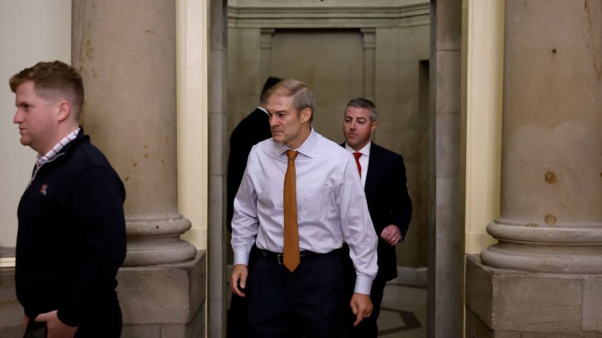 WASHINGTON, DC – OCTOBER 04: House Judiciary Committee Chairman Jim Jordan (R-OH) walks out of the offices of former Speaker of the House Kevin McCarthy (R-CA) as he heads to the House Chamber at the U.S. Capitol on October 04, 2023 in Washington, DC. Jordan announced that he is stepping into the race to replace McCarthy, who was ousted from the speakership on October 3 by a group of conservative members of his own Republican party along with all the Democratic members of the House of Representatives. (Photo by Chip Somodevilla/Getty Images)