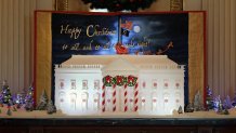 WASHINGTON, DC - NOVEMBER 27: A gingerbread White House is displayed in the State Dining Room during a media preview of the 2023 holiday decorations at the White House November 27, 2023 in Washington, DC. The theme for this year's White House decorations is “Magic, Wonder and Joy,” and is designed to capture the “delight and imagination of childhood.” The White House expects to welcome approximately 100,000 visitors during the holiday season. (Photo by Kevin Dietsch/Getty Images)