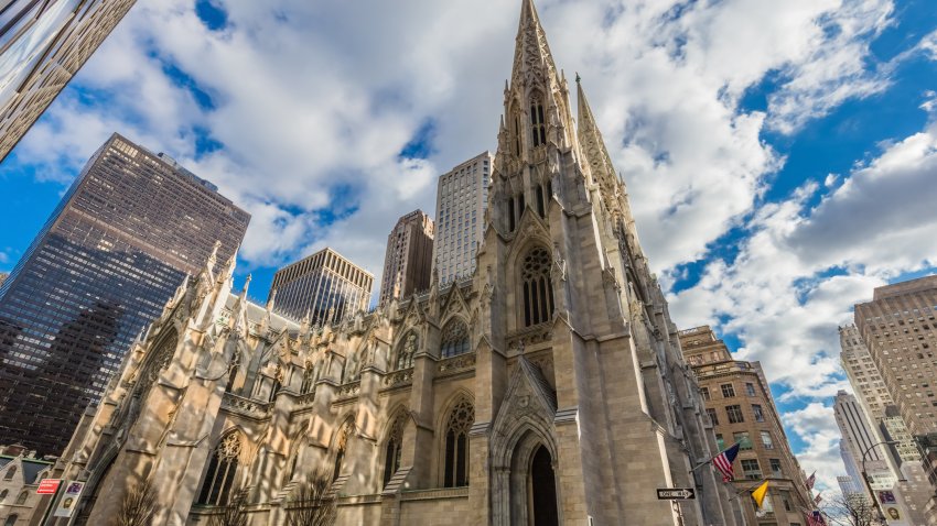 St. Patrick’s Cathedral one of  main one of the main Manhattan Landmarks in New York City USA