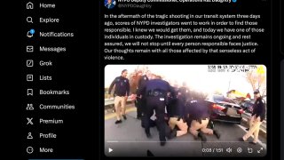 This screen grab from X, formerly known as Twitter, shows a social media post by NYPD Deputy Commissioner Kaz Daughtry on Thursday, Feb. 15, 2024, in New York. The New York Police Department has been taking a more active role in trying to influence public policy through slick online videos and social media posts. (X via AP)