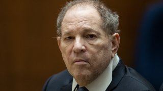 Former film producer Harvey Weinstein appears in court at the Clara Shortridge Foltz Criminal Justice Center on October 4, 2022 in Los Angeles, California.