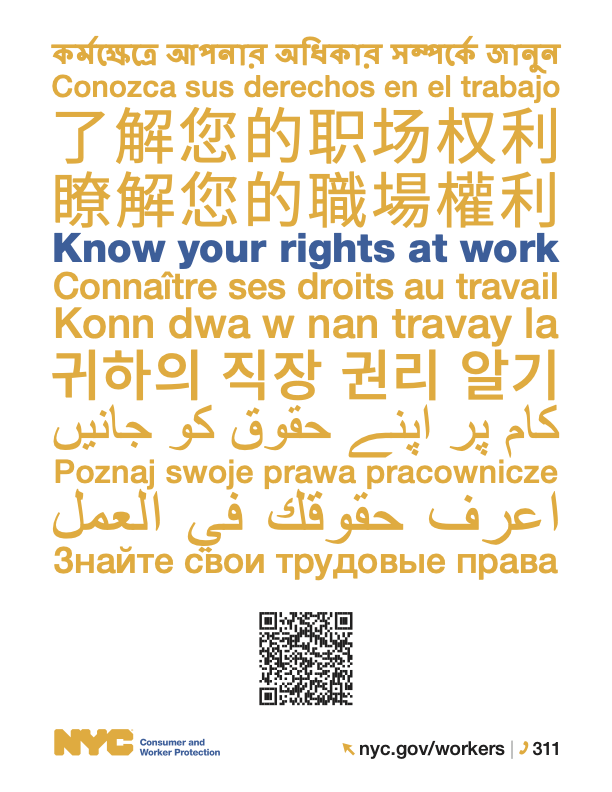 Know Your Rights At Work poster