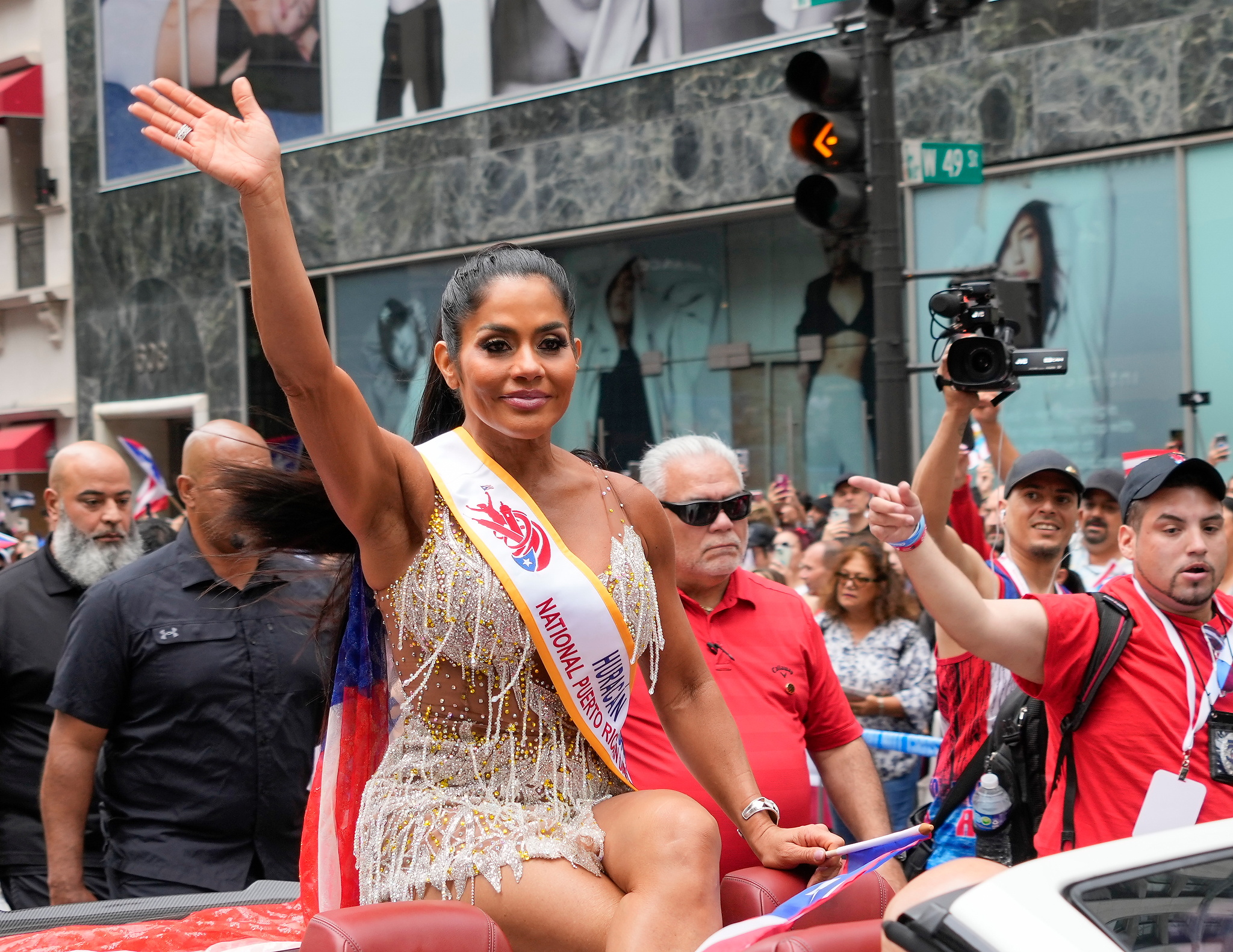 New York (United States), 09/06/2024.- Maripily Rivera, Puerto Rican actor, model and television host, takes part in the 67th National Puerto Rican Day Parade in New York, New York, USA, 09 June 2024. The annual event is one of the USA’s largest celebrations of Puerto Rican culture, arts, and achievement. (Nueva York) EFE/EPA/PORTER BINKS