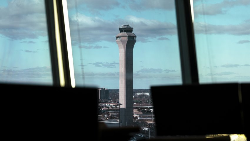 The FAA Air Traffic Control tower at Newark Liberty International Airport (EWR) in Newark, New Jersey, US, on Tuesday, March 19, 2024. United Airlines Holdings Inc.’s shares rose after the carrier forecast better-than-expected profit this quarter, tempering concerns that Boeing Co. aircraft delays and regulatory pressure will put expansion plans at risk. Photographer: Angus Mordant/Bloomberg via Getty Images