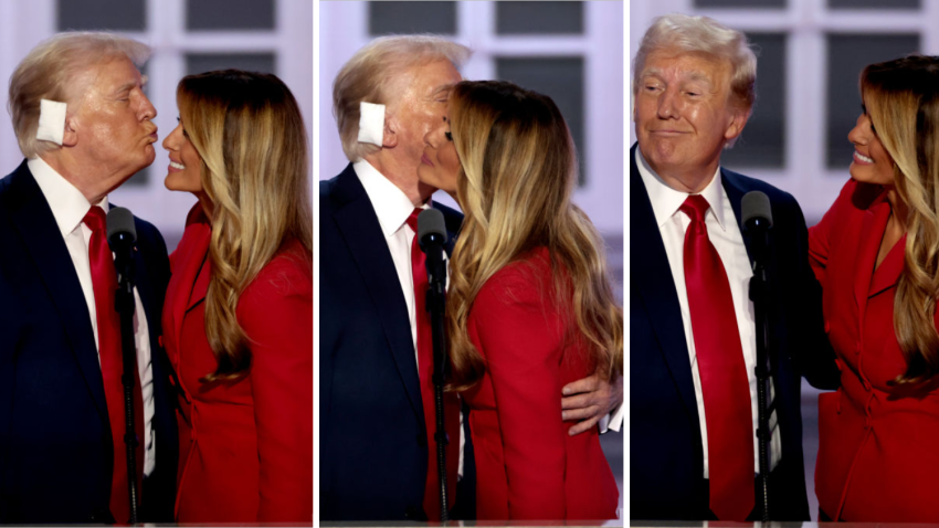 En video: el incómodo beso en la mejilla de Trump y Melania