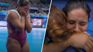 La clavadista mexicana Aranza Vázquez estalló en llanto al obtener 0 puntos en un clavado que la dejó fuera de la final.