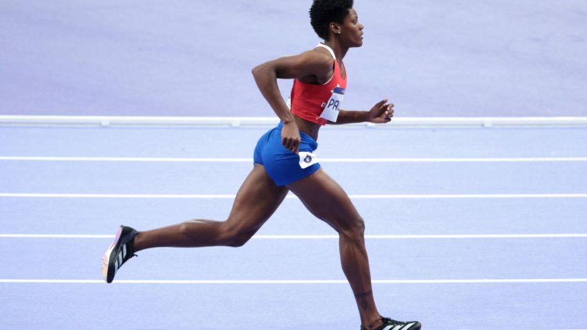 PARIS, FRANCE – AUGUST 07: Marileidy Paulino of Team Dominican Republic competes in the Women’s 400m Semi-Final on day twelve of the Olympic Games Paris 2024 at Stade de France on August 07, 2024 in Paris, France. (Photo by Jean Catuffe/Getty Images)