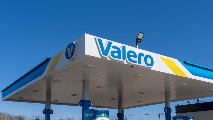 Houston, TX, USA – March 9, 2022:  A Valero gas station in Houston, TX, USA. Valero Energy Corporation is a manufacturer and marketer of transportation fuels.