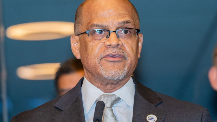 Schools Chancellor David Banks in Brooklyn on April 5, 2024. (Theodore Parisienne/New York Daily News/Tribune News Service via Getty Images)