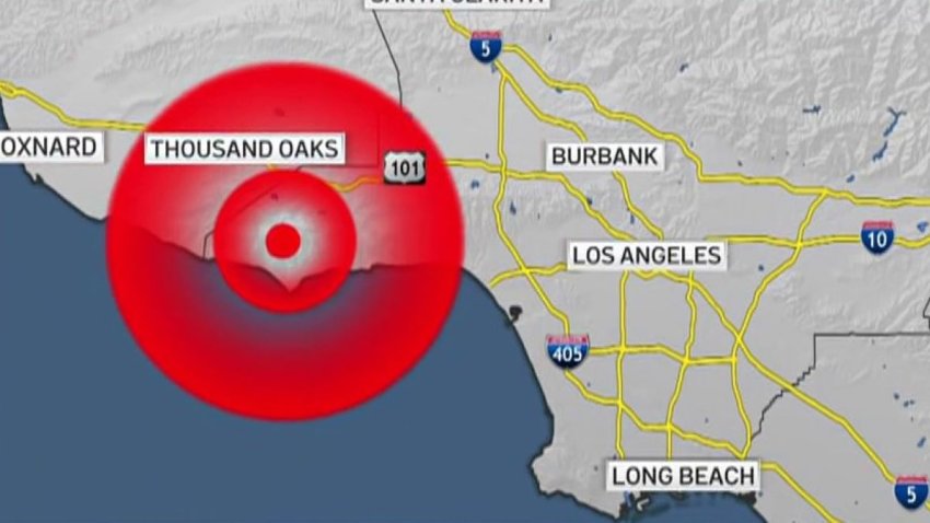 This map shows the location of an earthquake near Malibu Thursday Sept. 12, 2024.