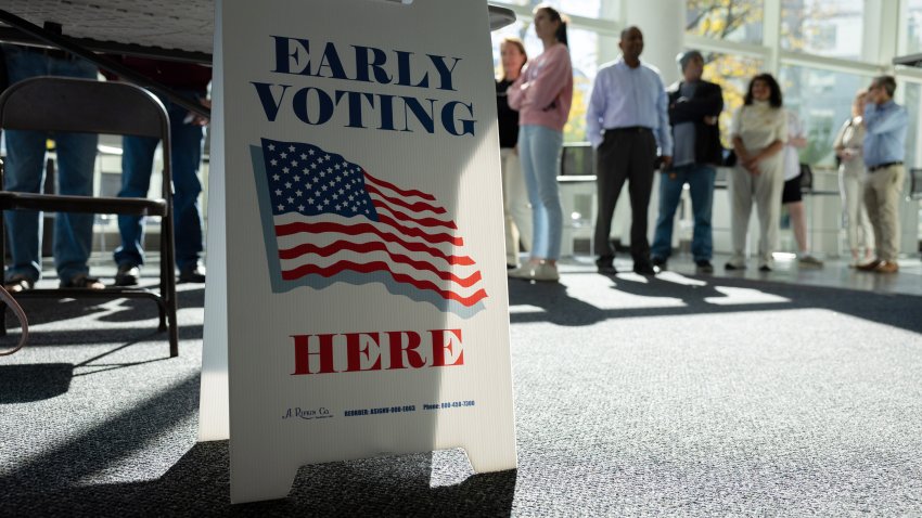 STAMFORD, CONNECTICUT – OCTOBER 21: Residents line up to vote at the Stamford Government Center on the first day of early voting on October 21, 2024 in Stamford, Connecticut. This is the first time that Connecticut residents can vote early in a presidential election, following a state constitutional amendment approved by voters in 2022. Voters have access to at least one location in each of the state’s 169 municipalities until Sunday, November 3. Early voting hours will run most days from 10 a.m. until 6 p.m. (Photo by John Moore/Getty Images)