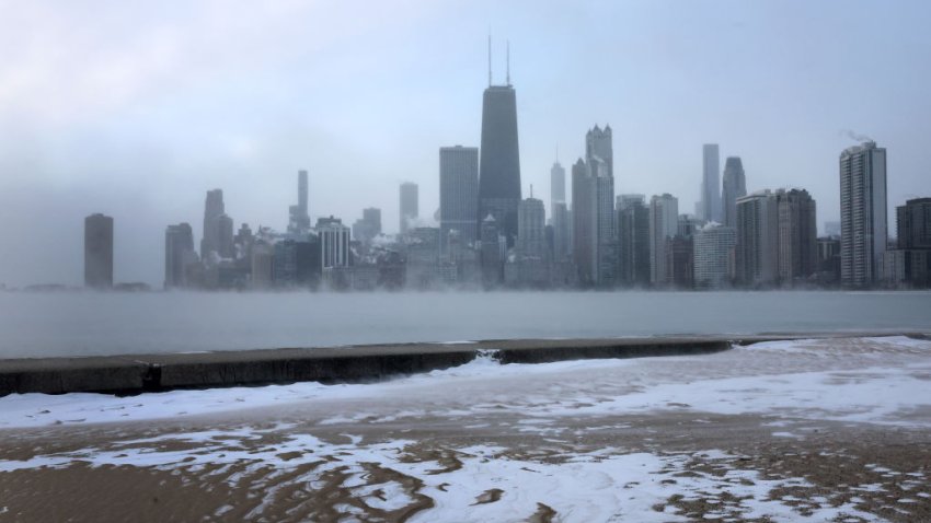 CHICAGO, ILLINOIS – DECEMBER 23: Vapor rises from Lake Michigan near downtown as temperatures hover about -6 degrees on December 22, 2022 in Chicago, Illinois. Sub-zero temperatures are expected to grip the city for the next couple of days with wind chill temperature dipping as low as -40 degrees.   (Photo by Scott Olson/Getty Images)