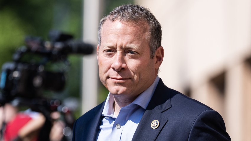 Rep. Josh Gottheimer, D-N.J., leaves a meeting of the House Democratic Caucus about the candidacy of President Joe Biden at the Democratic National Committee on Tuesday, July 9, 2024. (Tom Williams/CQ-Roll Call, Inc via Getty Images)