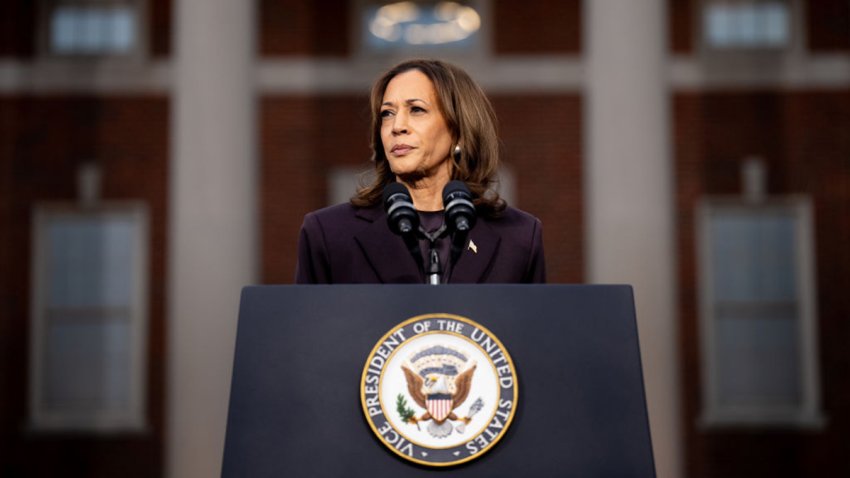 WASHINGTON, DC – NOVEMBER 06: Democratic presidential nominee, U.S. Vice President Kamala Harris pauses while speaking on stage as she concedes the election, at Howard University on November 06, 2024 in Washington, DC. After a contentious campaign focused on key battleground states, the Republican presidential nominee, former U.S. President Donald Trump was projected to secure the majority of electoral votes, giving him a second term as U.S. President. Republicans also secured control of the Senate for the first time in four years. (Photo by Andrew Harnik/Getty Images)