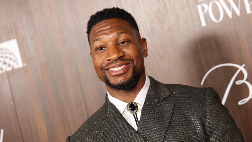 US actor Jonathan Majors attends Ebony Power 100 Gala at Nya Studios in Los Angeles on November 17, 2024. (Photo by Michael Tran / AFP) (Photo by MICHAEL TRAN/AFP via Getty Images)