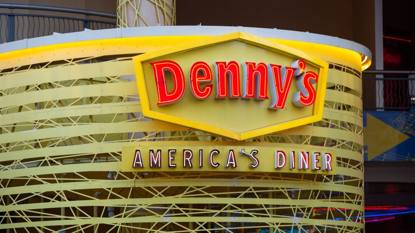 LAS VEGAS, NV – AUGUST 13:  A Denny’s Restaurant near The Plaza Hotel & Casino, located at the Fremont Experience in downtown, is viewed on August 13, 2023 in Las Vegas, Nevada. Tourism in America’s Sin City has rebounded from Covid-19 with record numbers of visitors filling the hotels, restaurants, and casinos. (Photo by George Rose/Getty Images)