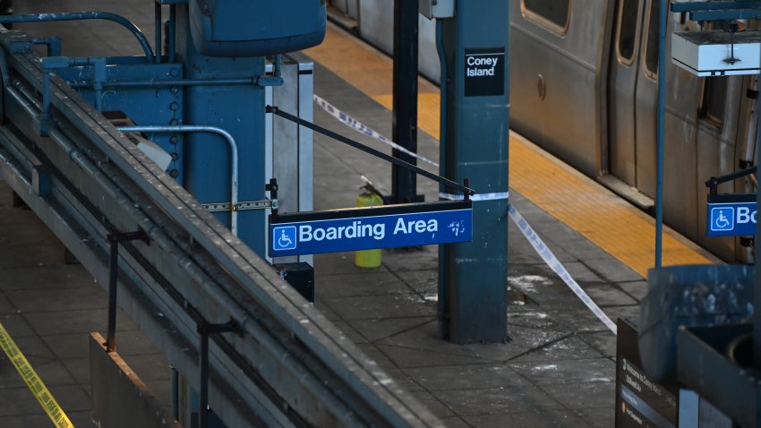 NEW YORK, UNITED STATES – DECEMBER 22: A view from the scene where a woman died after being lit on fire by a man aboard an MTA subway train as she slept at the Coney Island-Stillwell Avenue subway station in the Coney Island section of Brooklyn, New York, United States on Sunday, December 22, 2024. (Photo by Kyle Mazza/Anadolu via Getty Images)