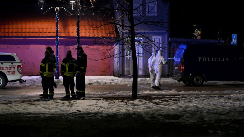 Police officers and civil protection units secure a crime scene after a gunman killed several people in the village of Bajice near Cetinje, on January 1, 2025. A gunman killed several people on January 1, 2025 in a village restaurant in southern Montenegro, near the town of Cetinje, the prime minister said, confirming a police statement reported by state broadcaster RTCG. “A terrible tragedy has struck all of us in Cetinje, in the village of Bajice near Cetinje” Milojko Spajic told RTCG. (Photo by SAVO PRELEVIC / AFP) (Photo by SAVO PRELEVIC/AFP via Getty Images)