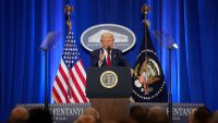 WASHINGTON, DC – MARCH 14: U.S. President Donald Trump speaks at the Justice Department March 14, 2025 in Washington, DC. As he has used the department to punish enemies, Trump is expected to deliver what the White House calls a law-and-order speech and outline steps he will take to counter “weaponization” of the department. (Photo by Andrew Harnik/Getty Images)
