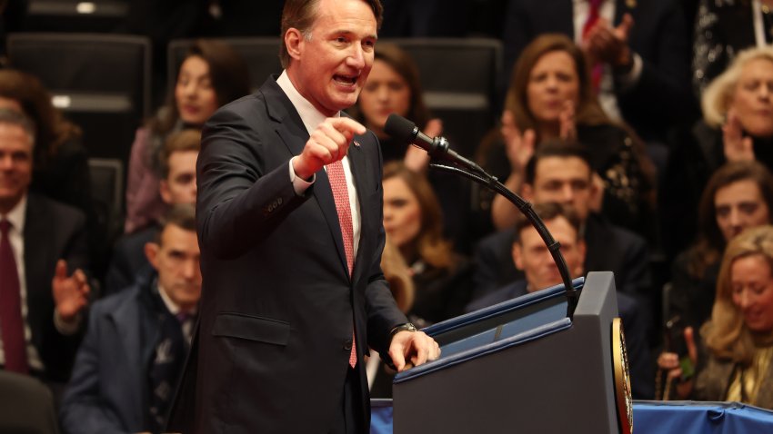 WASHINGTON, DC – JANUARY 20: Virginia Gov. Glenn Youngkin speaks during an inauguration event at Capital One Arena on January 20, 2025 in Washington, DC. Donald Trump takes office for his second term as the 47th president of the United States. (Photo by Justin Sullivan/Getty Images)