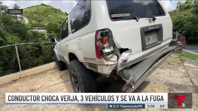Conductor se va a la fuga tras chocar verja y vehículos en Cidra