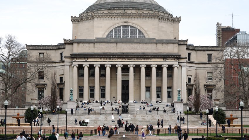 Students are seen on the campus of Columbia University on April 14, 2025, in New York City. An immigration judge ruled on April 11 that Mahmoud Khalil, a pro-Palestinian student protester from Columbia University and a US permanent resident detained by the Trump administration, can be deported, his lawyer said. (Photo by CHARLY TRIBALLEAU / AFP) (Photo by CHARLY TRIBALLEAU/AFP via Getty Images)