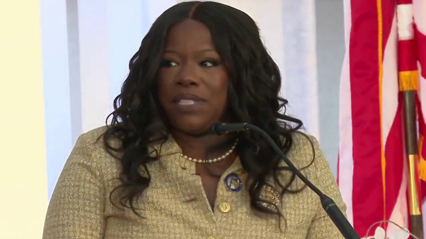 Prince George's County Executive Aisha Braveboy speaks at her swearing-in ceremony.