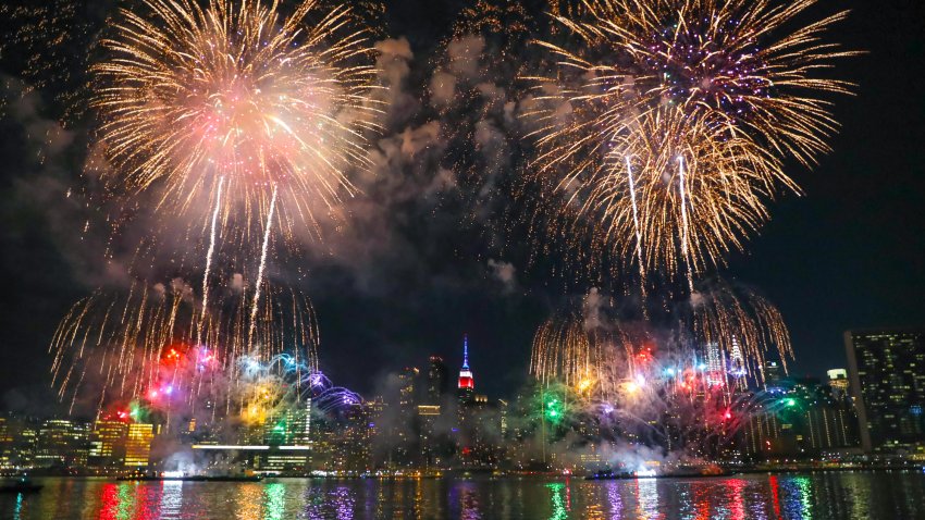 NEW YORK, NY – JUNE 29: Macy’s first night of 4th of July Fireworks on June 29, 2020 in New York City. Macy’s has started six nights of fireworks across New York City tonight, with pyrotechnic launches scheduled for different neighborhoods each night. Locations of each show will remain secret until shortly before the start in an effort to limit crowd size due to the coronavirus outbreak. (Photo by Jose Perez/Bauer-Griffin/GC Images)