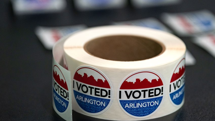 ARLINGTON, VIRGINIA – MARCH 5: “I Voted” stickers are seen on a table as voters cast their ballots at a polling location inside the Museum of Contemporary Art on March, 5 2024 in Arlington, Virginia. 15 States and one U.S. Territory hold their primary elections on Super Tuesday, awarding more delegates than any other day in the presidential nominating calendar. (Photo by Kent Nishimura/Getty Images)