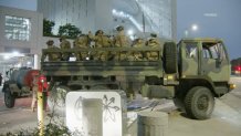 The National Guard arrives in Los Angeles on Sunday, June 8, 2025 under the order of President Donald Trump in response to anti-ICE protests.