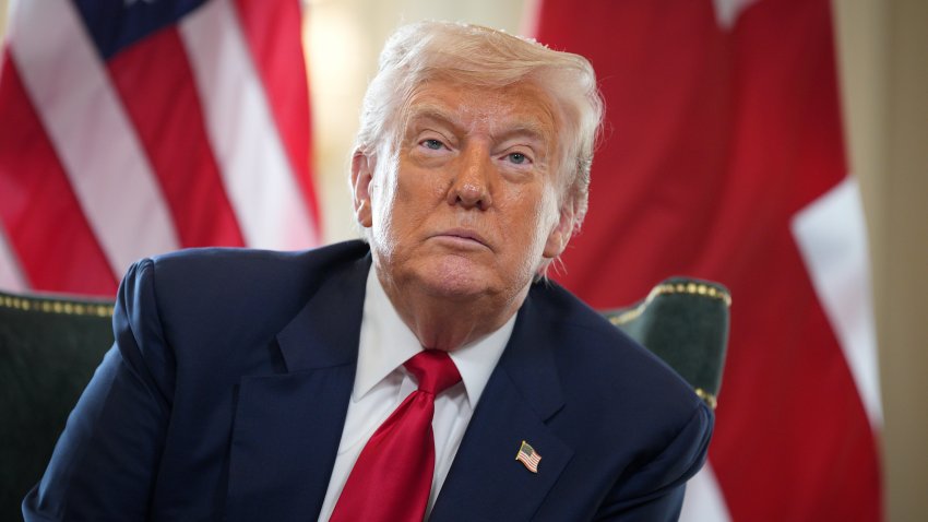 TURNBERRY, SCOTLAND – JULY 28: U.S. President Donald Trump talks to the media as he meets with British Prime Minister Keir Starmer (not pictured) at Trump Turnberry golf club on July 28, 2025 in Turnberry, Scotland. U.S. President Donald Trump is visiting his Trump Turnberry golf course, as well as Trump International Golf Links in Aberdeenshire, during a brief visit to Scotland from July 25 to 29. (Photo by Christopher Furlong/Getty Images)