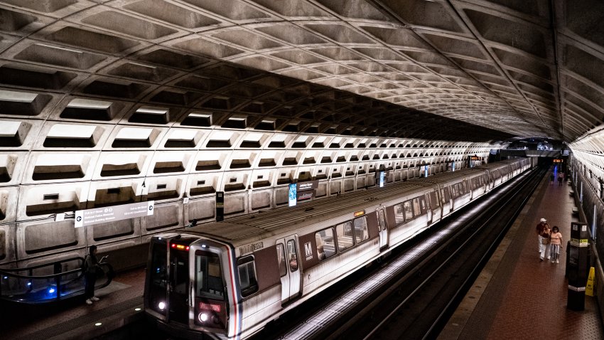 A Red line Metro train arrives at the Judiciary Square metro stop in Washington, DC, US, on Friday, May 30, 2025. A House Republican introduced legislation to block federal funding for the Washington Metrorail system unless it is renamed the "Trump Train," Axios reports. Photographer: Al Drago/Bloomberg via Getty Images
