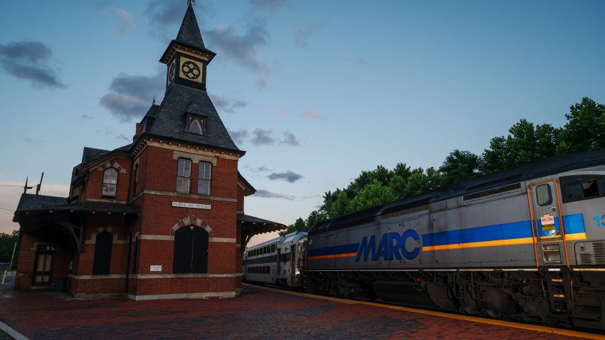 POINT OF ROCKS, MD – JUNE 12: An outbound MARC train departs the train station in Point of Rocks, MD on June 12, 2023. (Photo by Craig Hudson for The Washington Post via Getty Images)