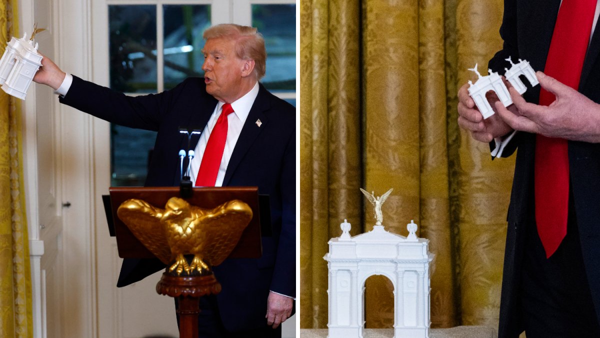 Trump dice que el Arco Triunfal se covertirá en un "complejo militar" para drones y municiones