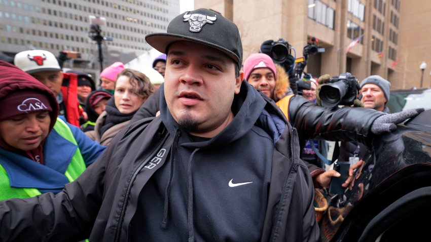 BALTIMORE, MARYLAND &#8211; DECEMBER 12: Kilmar Abrego Garcia leaves a check-in at the U.S. Immigration and Customs Enforcement Baltimore Field Office the day after a federal judge ordered his release from a detention in Pennsylvania, on December 12, 2025 in Baltimore, Maryland. An undocumented immigrant who had been living in the United States since 2011, Abrego Garcia was detained by federal agents and deported to the CECOT prison in El Salvador in March 2025, which the Trump Administration called &quot;an administrative error.&quot; A federal judge blocked an effort to have Abrego returned to custody at his appearance today. (Photo by Chip Somodevilla/Getty Images)