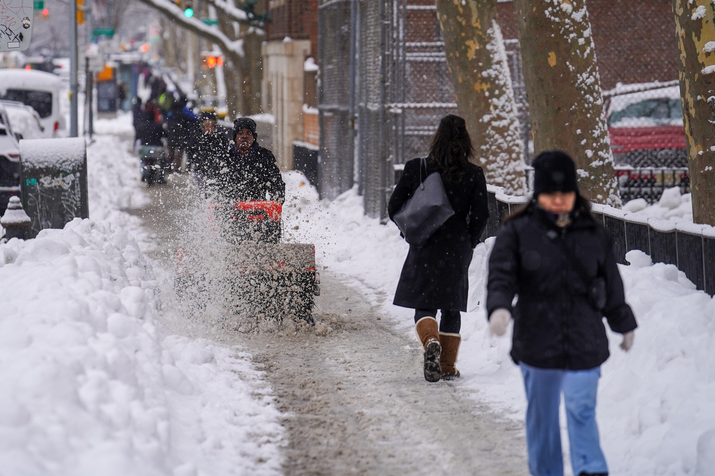people walk snow