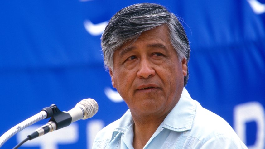 McFARLAND, CALIFORNIA – JUNE 04 : United Farm Workers President Cesar Chavez during a farm workers support walk and speech, June 4, 1988 in McFarland, California. (Photo by Bob Riha, Jr./Getty Images)