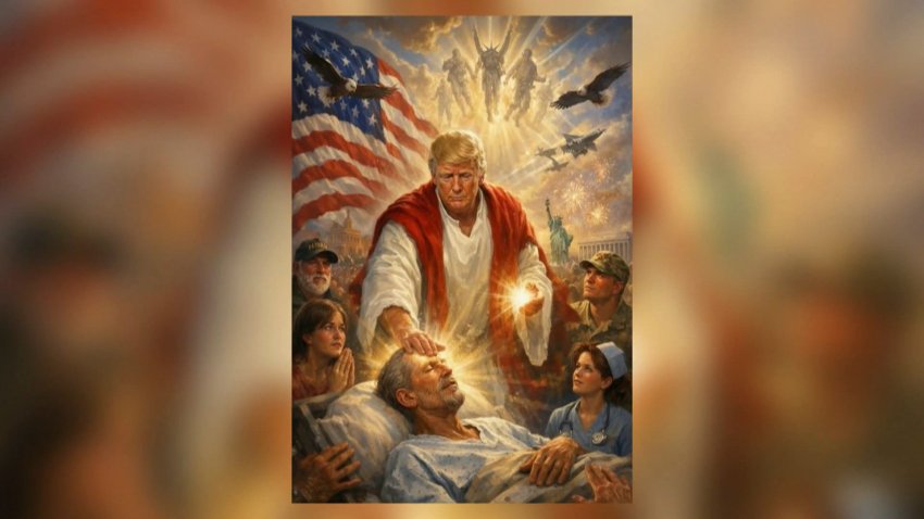 El presidente de Estados Unidos, Donald Trump, ha publicado en la noche del domingo una imagen que parece ser creada por inteligencia artificial en la que se muestra encarnando a la figura de Jesucristo y aparentemente sanando a un enfermo postrado en una cama. EFE/ Donald Trump Via Truth Social