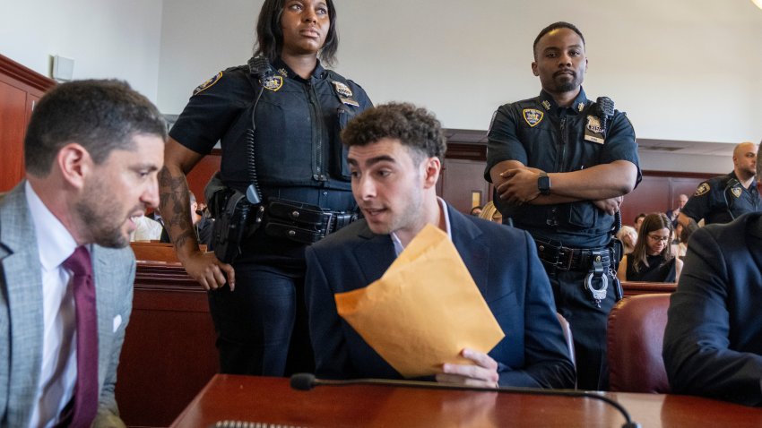 Luigi Mangione appears at a hearing in Manhattan Criminal Court in New York, Wednesday, June 17, 2026.