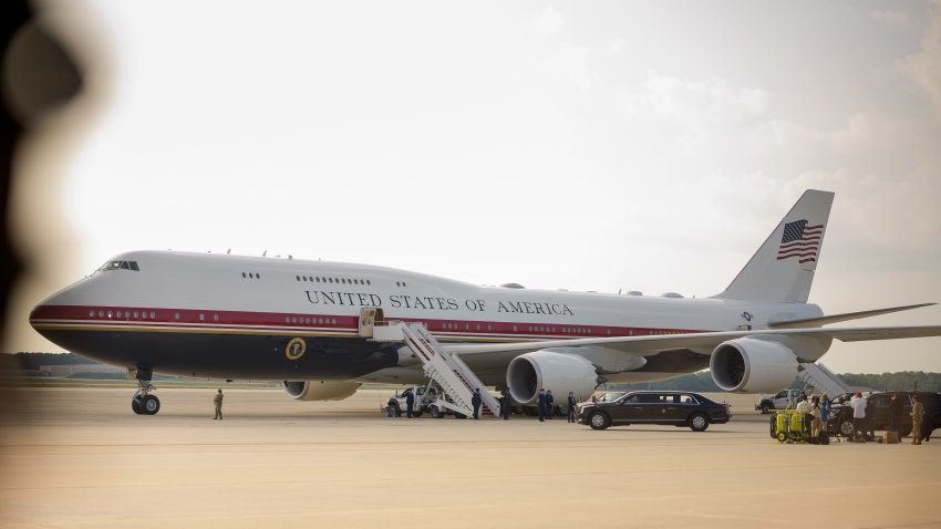 JOINT BASE ANDREWS, MARYLAND – JULY 01: U.S. President Donald Trump arrives at Air Force One on July 01, 2026 at Joint Base Andrews, Maryland. Trump is traveling to North Dakota to attend the Theodore Roosevelt Presidential Library dedication on his first trip using the new Air Force One aircraft gifted to the U.S. by Qatar’s government. (Photo by Andrew Harnik/Getty Images)
